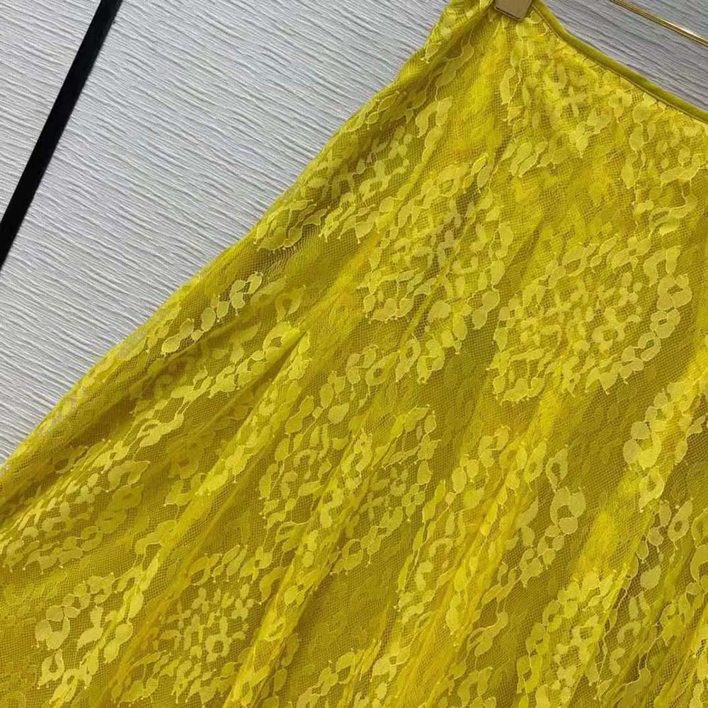 Fendi Women Yellow Lace Skirt with The ABC of Femininity - image 8