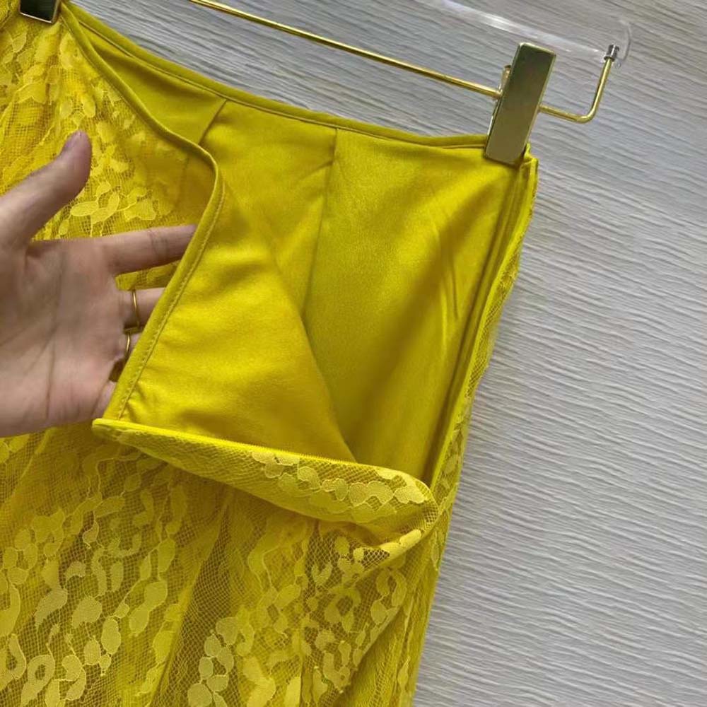 Fendi Women Yellow Lace Skirt with The ABC of Femininity - image 7