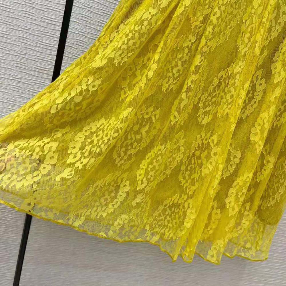 Fendi Women Yellow Lace Skirt with The ABC of Femininity - image 6