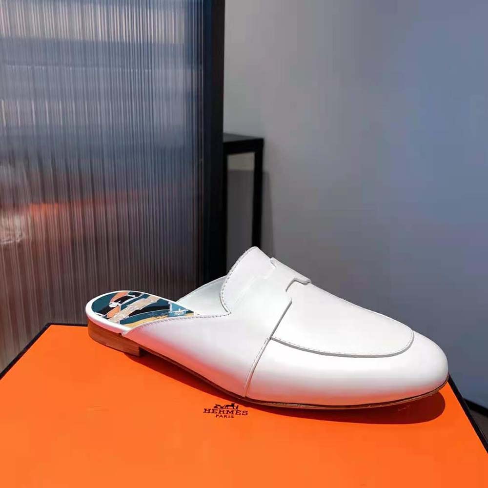 Hermes Women Catena Mule Mule in Supple Goatskin-White - image 9