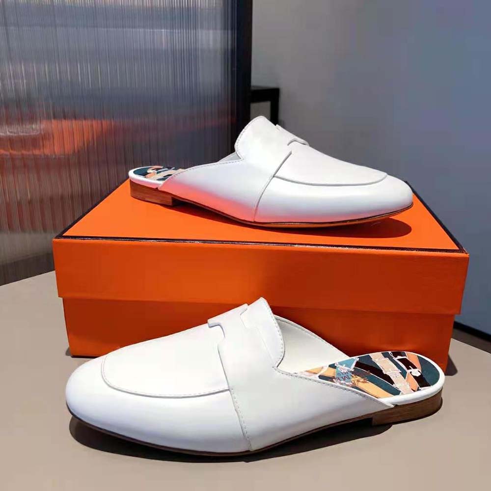 Hermes Women Catena Mule Mule in Supple Goatskin-White - image 5