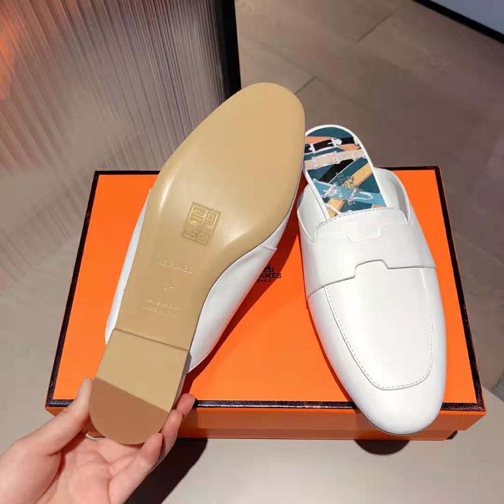 Hermes Women Catena Mule Mule in Supple Goatskin-White - image 7