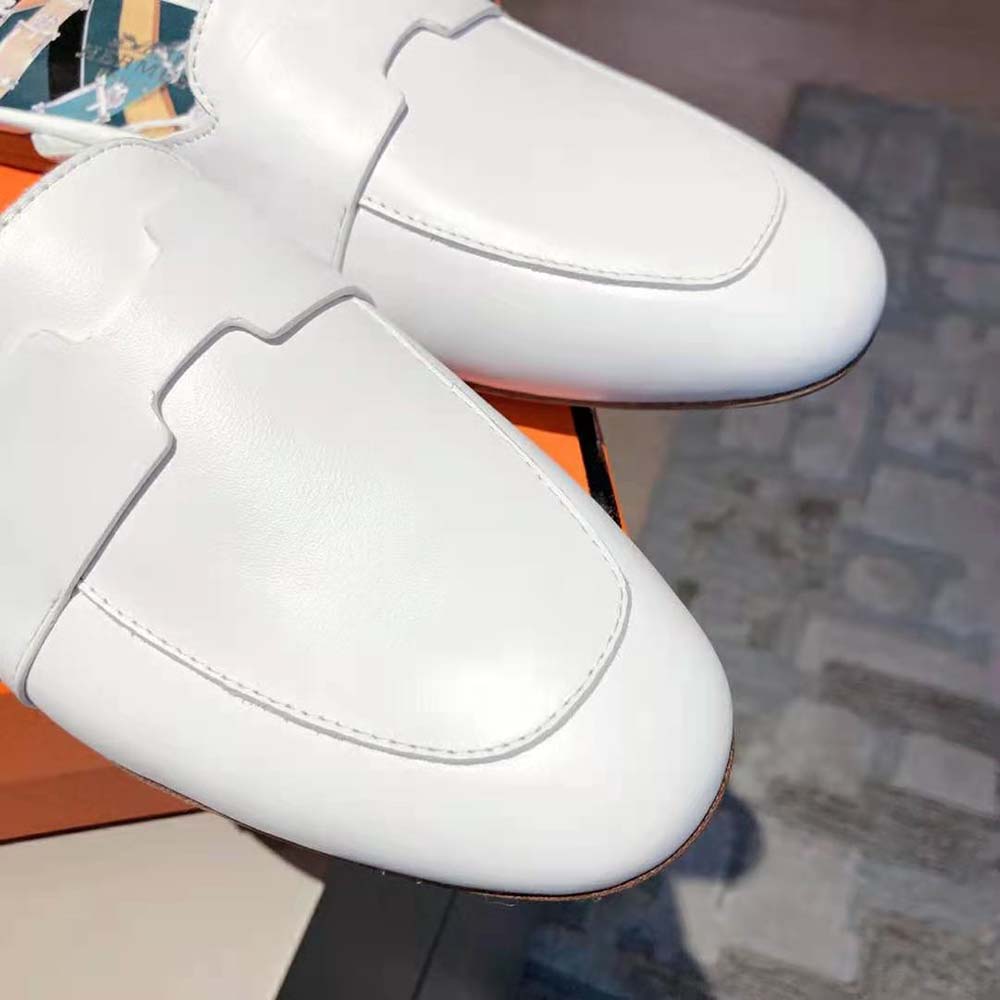 Hermes Women Catena Mule Mule in Supple Goatskin-White - image 10