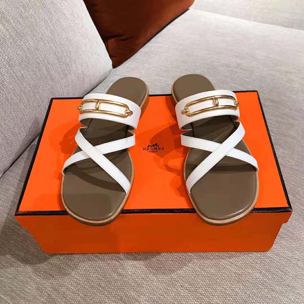 Top view showcasing open-toe design of Hermes Women Claire Sandal