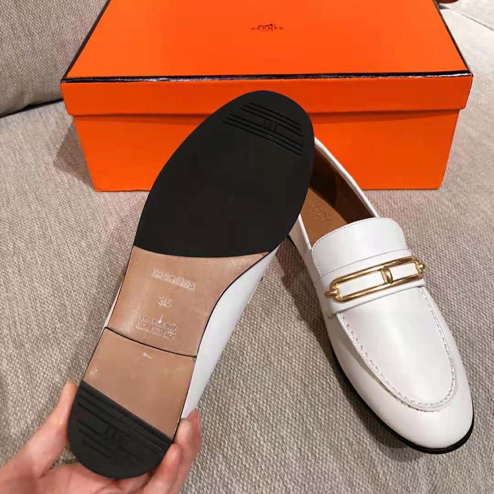 Hermes Women Colette Loafer in Calfskin Leather-White - image 6