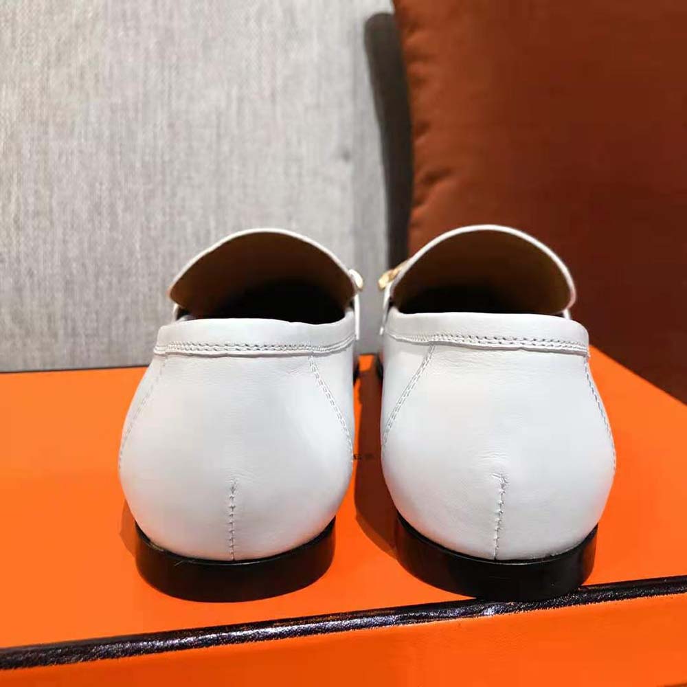 Hermes Women Colette Loafer in Calfskin Leather-White - image 7