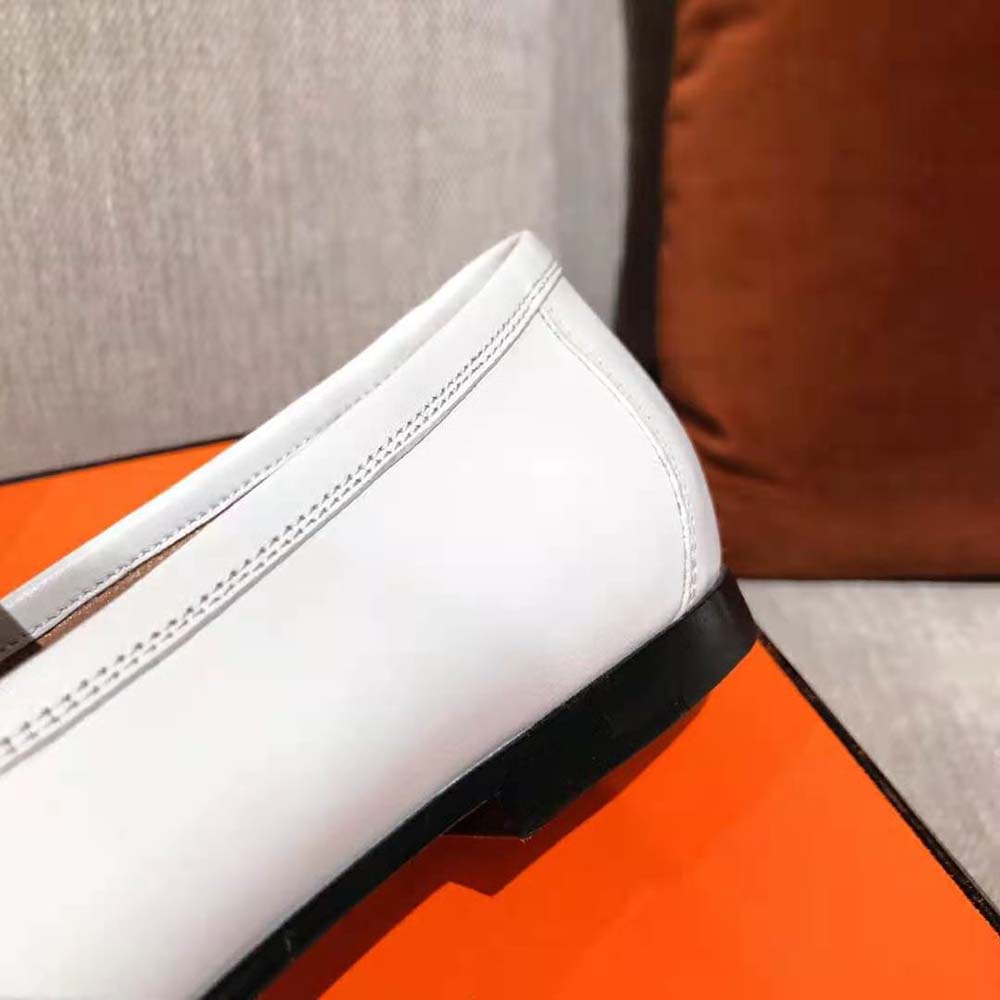 Hermes Women Colette Loafer in Calfskin Leather-White - image 9