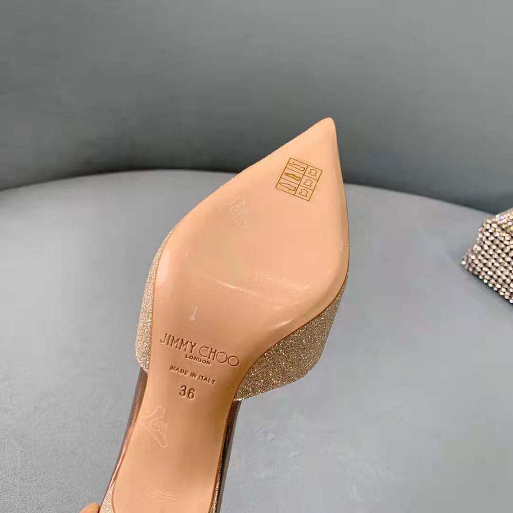 Jimmy Choo Women Saeda 100 Platinum Ice Dusty Glitter Pumps with Crystal Embellishment - image 10
