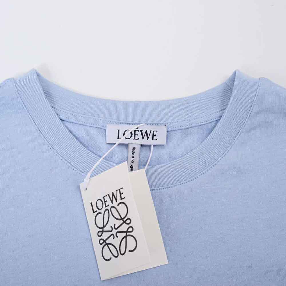 Loewe Men Anagram Embroidered T-shirt in Cotton-Blue - image 8