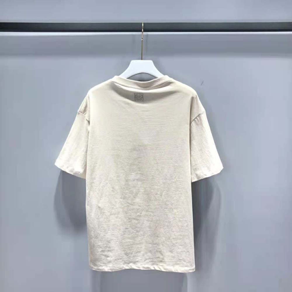 Side angle showing relaxed fit of Loewe Women Dust Bunnies T-shirt