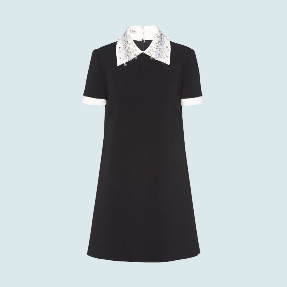 Front view of Miu Miu Women Cady Dress Precious Elegance Full of Contemporary Charm