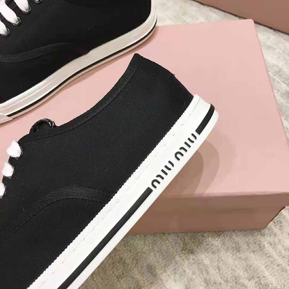 Miu Miu Women Cotton Gabardine Sneakers-Black - image 8