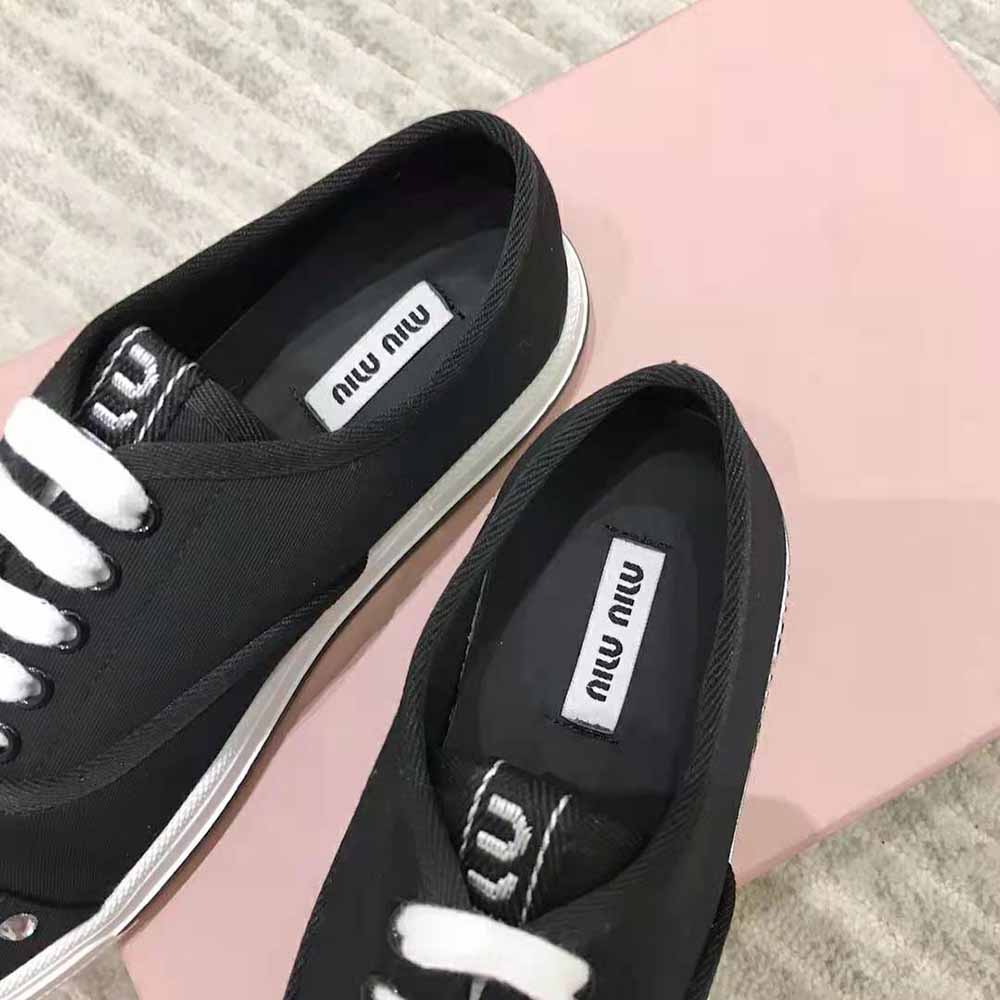 Miu Miu Women Cotton Gabardine Sneakers-Black - image 9