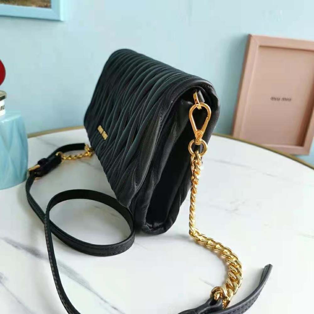 Miu Miu Women Matelasse Nappa Leather Shoulder Bag-Black - image 5