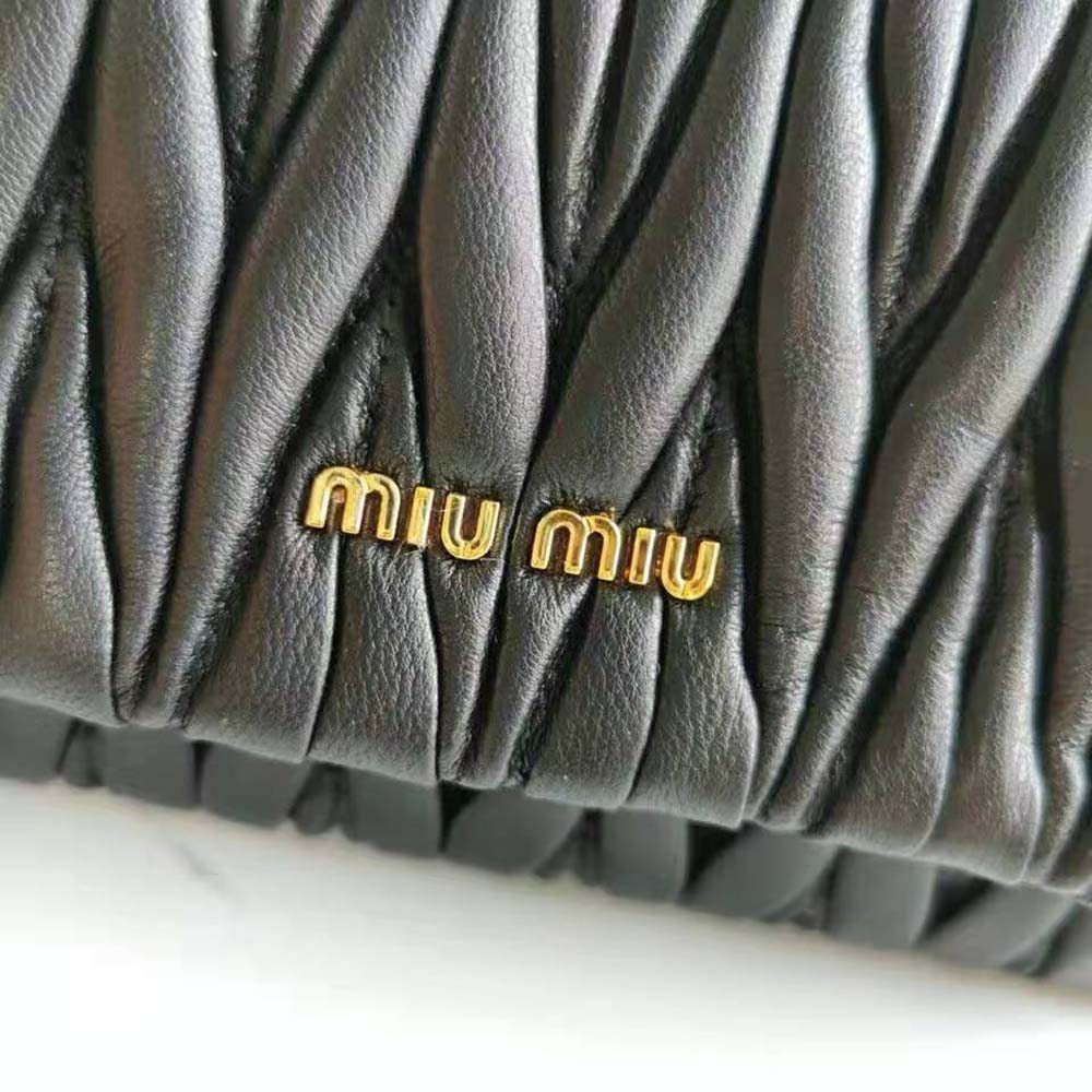 Miu Miu Women Matelasse Nappa Leather Shoulder Bag-Black - image 8