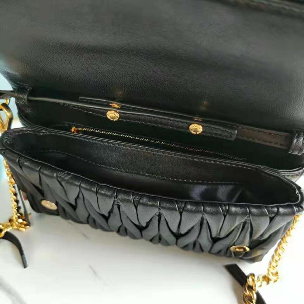 Miu Miu Women Matelasse Nappa Leather Shoulder Bag-Black - image 7