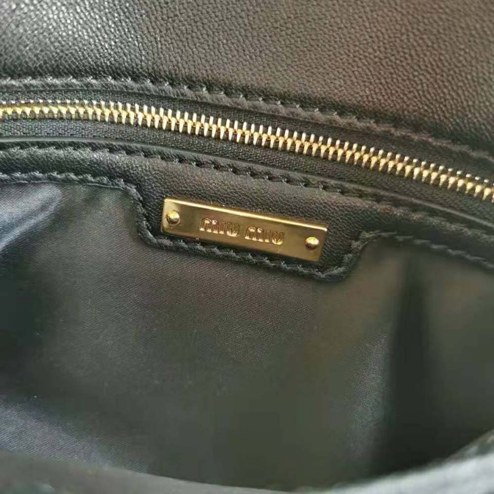 Miu Miu Women Matelasse Nappa Leather Shoulder Bag-Black - image 10