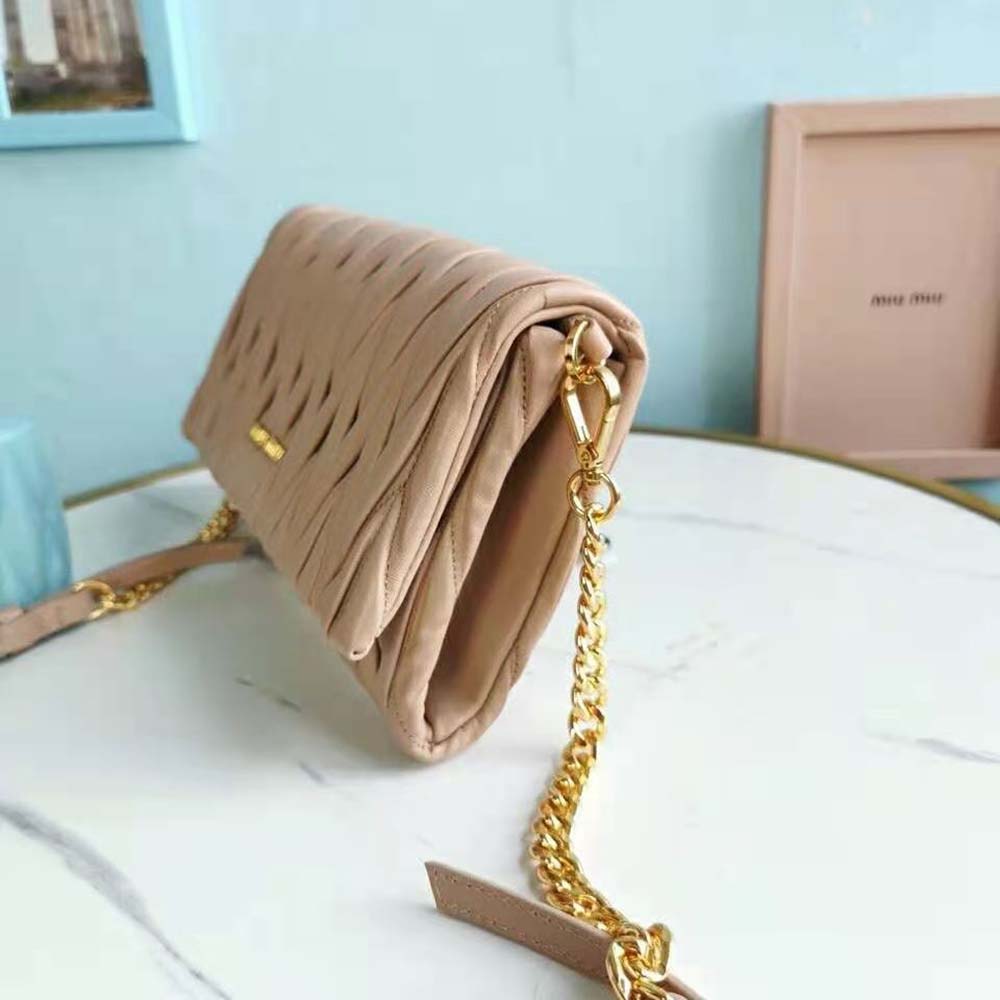 Miu Miu Women Matelasse Nappa Leather Shoulder Bag-Pink - image 5