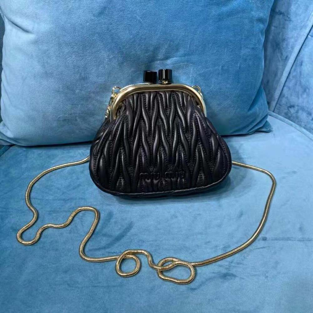 Close-up of silver hardware on Miu Miu Women Miu Belle Mini-Bag