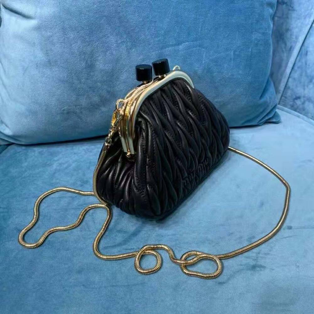 Miu Miu Women Miu Belle Nappa Leather Mini-Bag-Black - image 4