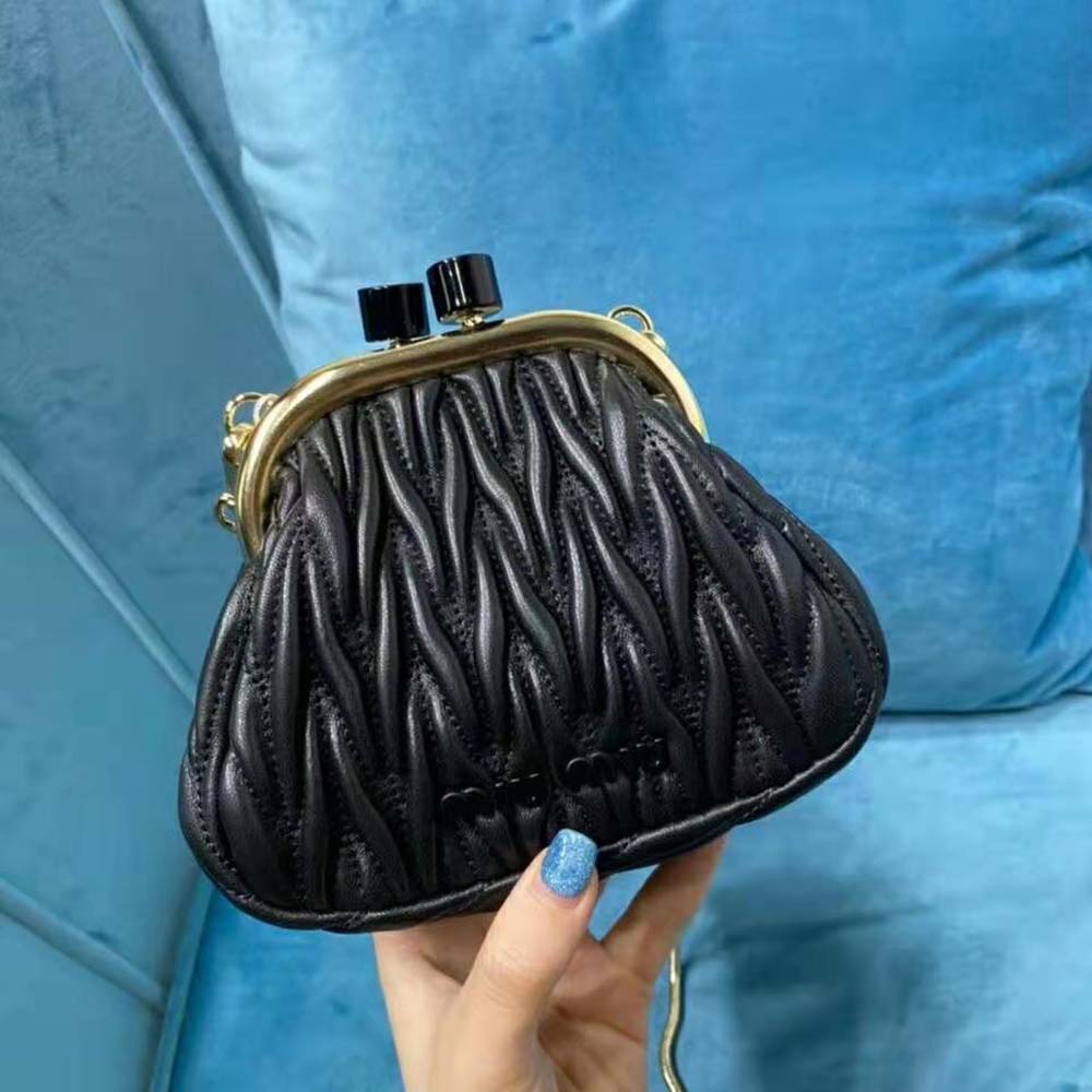 Miu Miu Women Miu Belle Nappa Leather Mini-Bag-Black - image 5