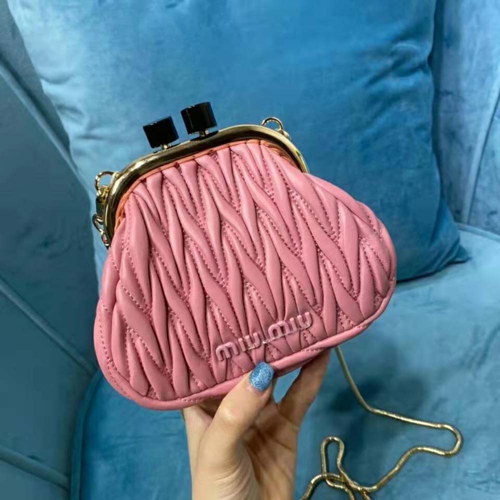 Miu Miu Women Miu Belle Nappa Leather Mini-Bag-Pink - image 5