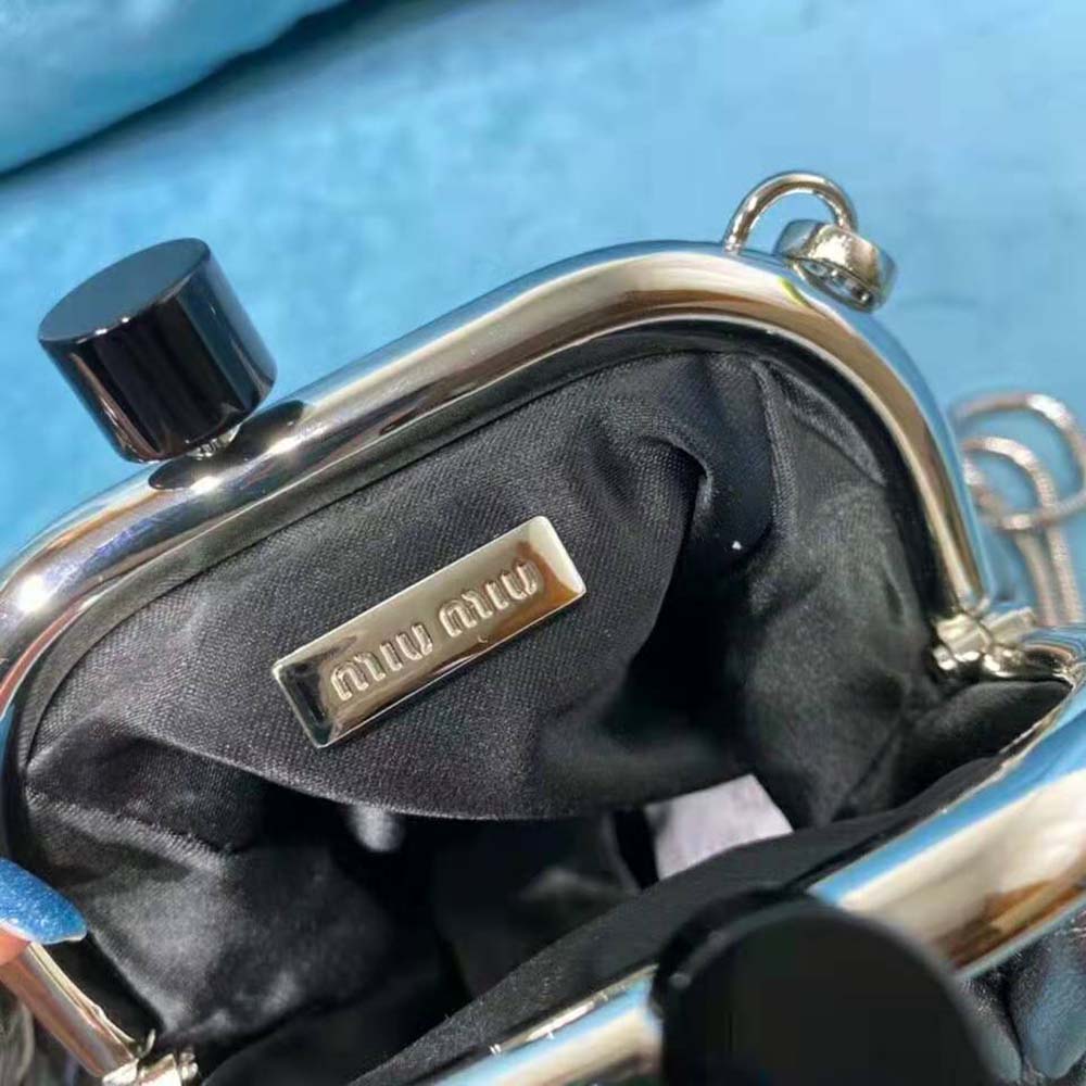 Miu Miu Women Miu Belle Nappa Leather Mini-Bag-Silver - image 9