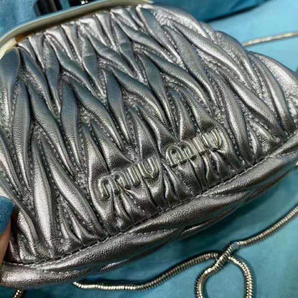 Miu Miu Women Miu Belle Nappa Leather Mini-Bag-Silver - image 10