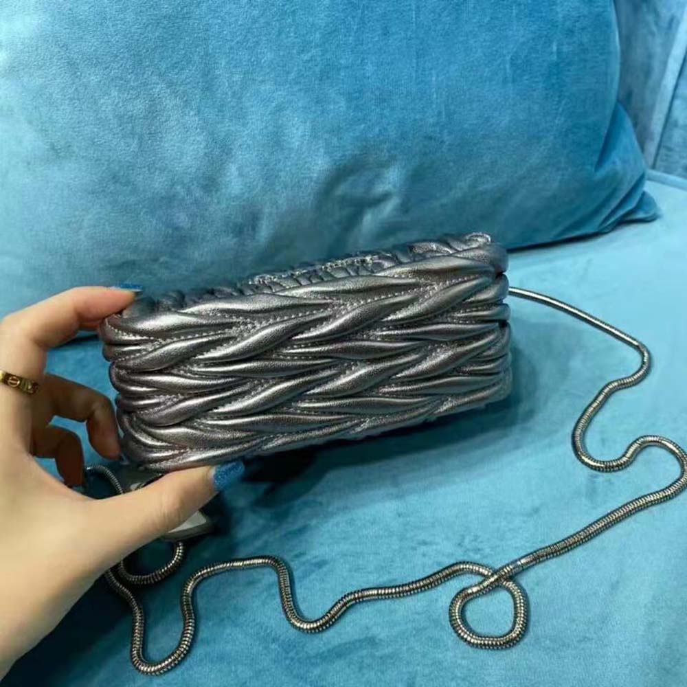 Miu Miu Women Miu Belle Nappa Leather Mini-Bag-Silver - image 6
