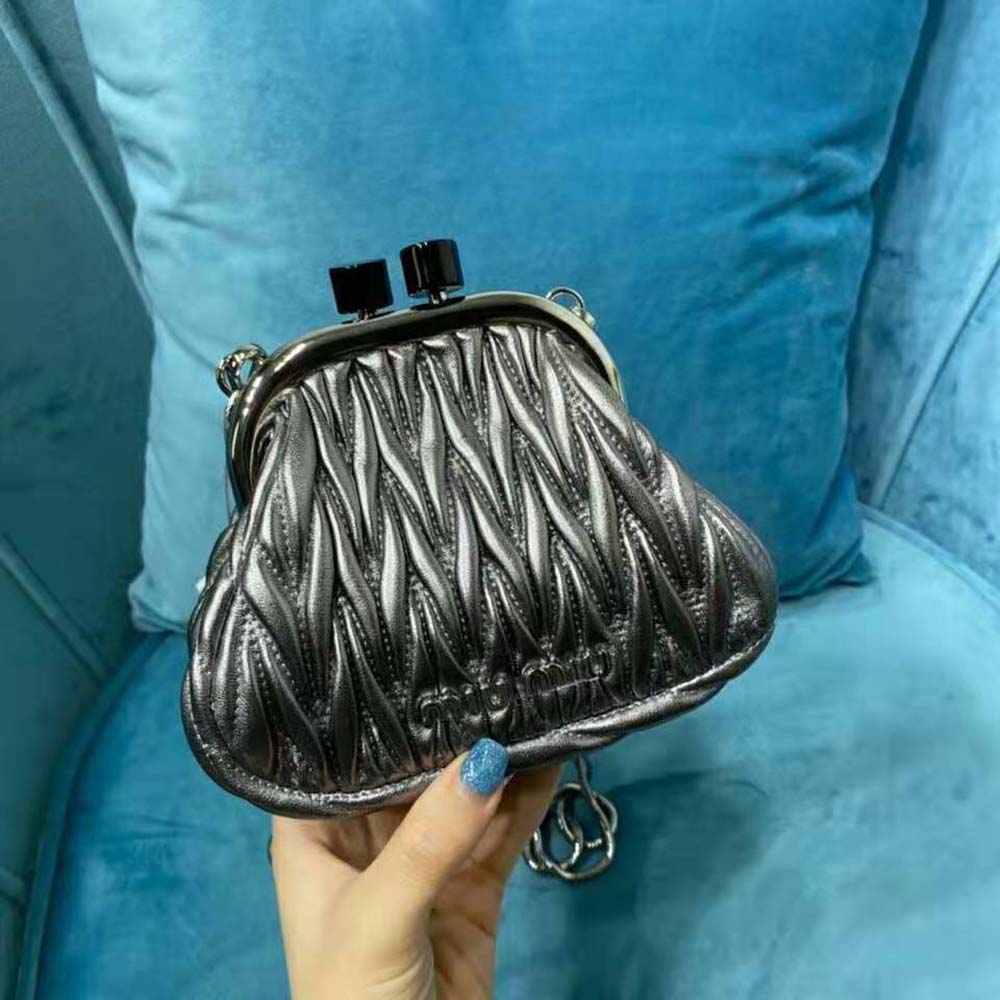 Miu Miu Women Miu Belle Nappa Leather Mini-Bag-Silver - image 5