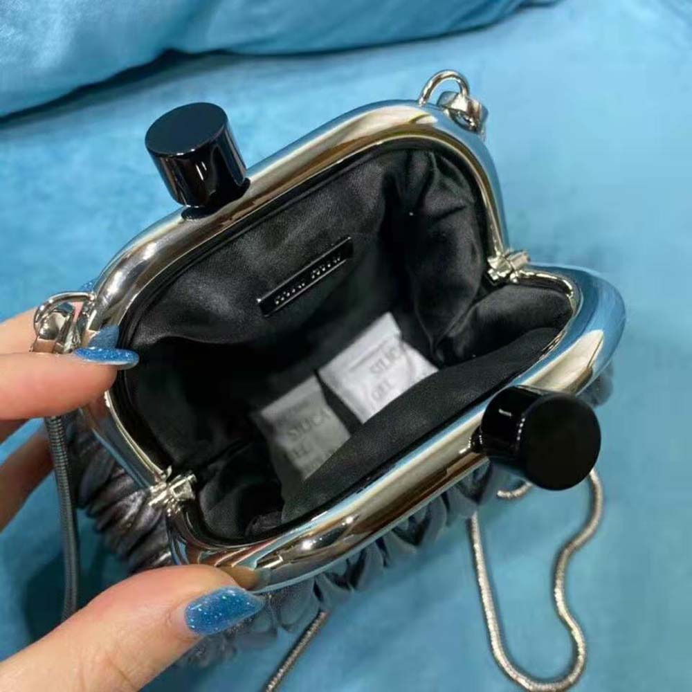 Miu Miu Women Miu Belle Nappa Leather Mini-Bag-Silver - image 8
