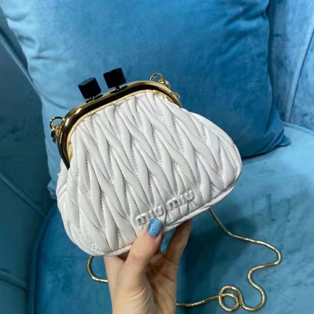 Miu Miu Women Miu Belle Nappa Leather Mini-Bag-White - image 4
