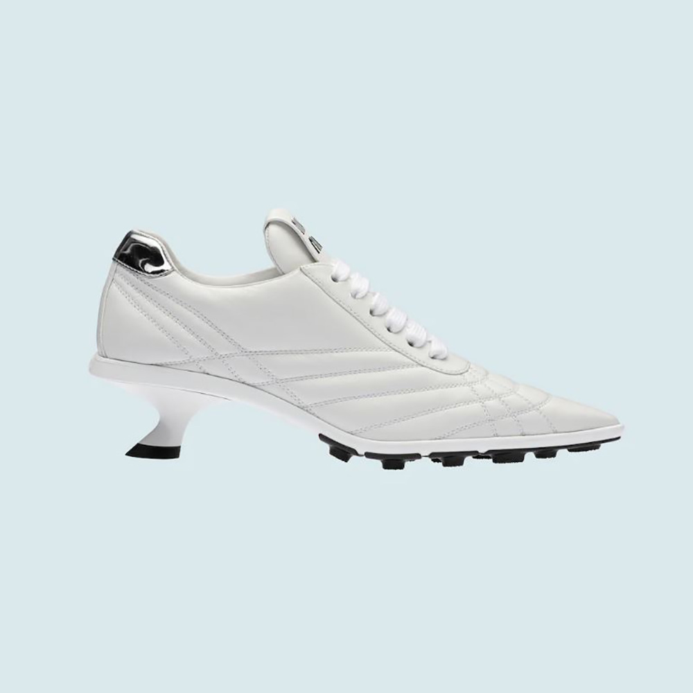 Side profile of Miu Miu Women Nappa Leather Mid-heel Sneakers-White