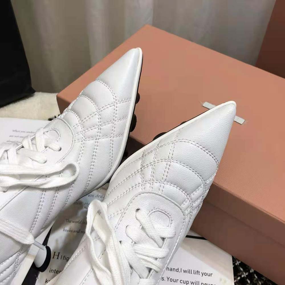 Miu Miu Women Nappa Leather Mid-heel Sneakers-White - image 9