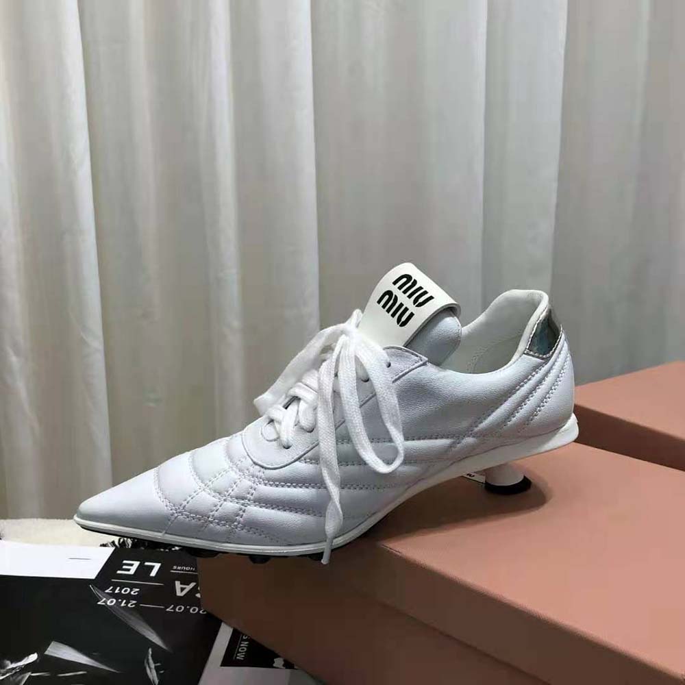 Miu Miu Women Nappa Leather Mid-heel Sneakers-White - image 8