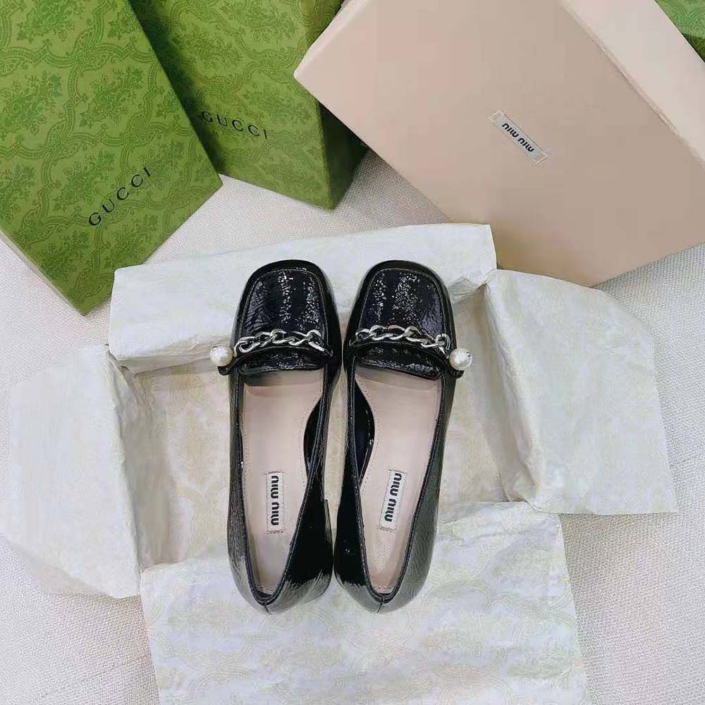 Miu Miu Women Patent Leather Loafers in 35mm Heel-Black - image 7