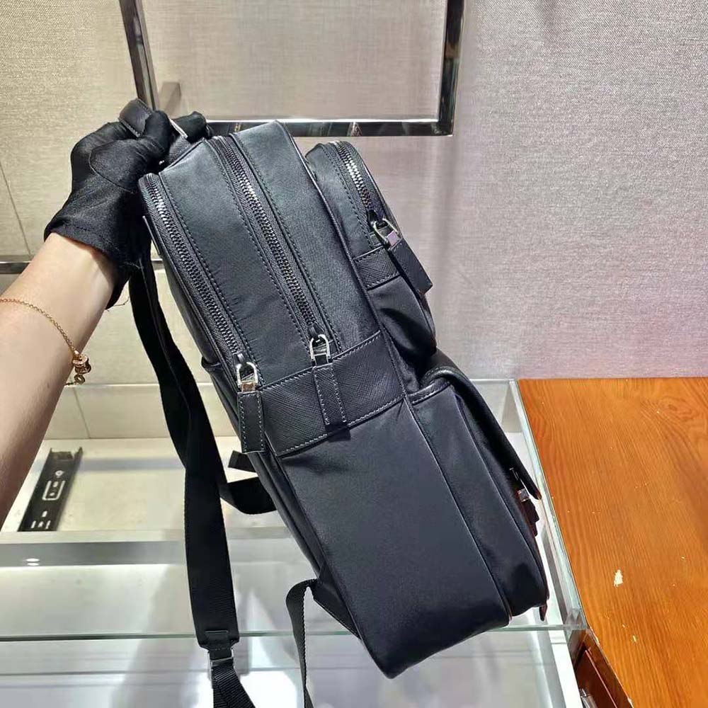 Prada Men Fabric Backpack Accented with Fine Saffiano Leather Trim - image 6