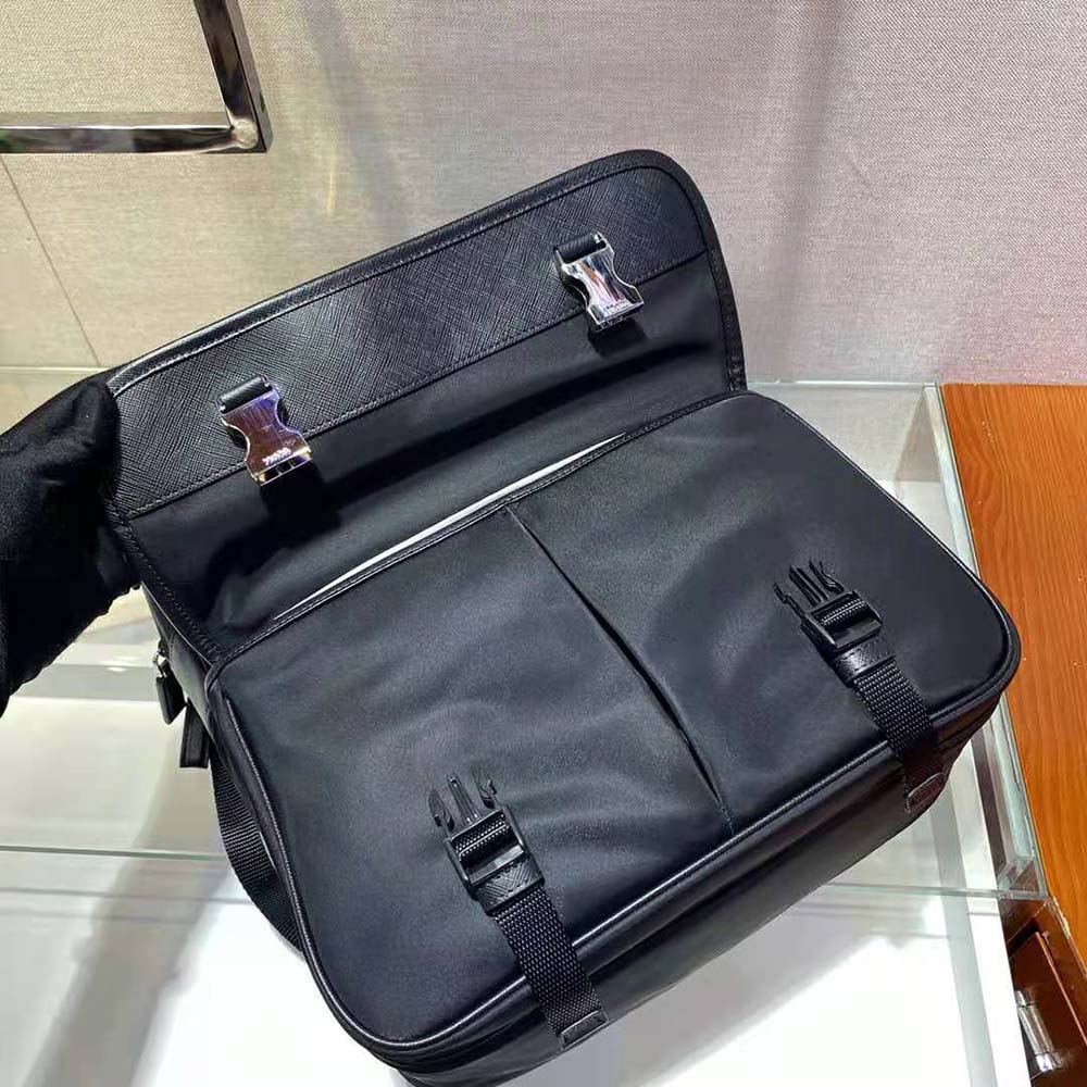 Prada Men Fabric Backpack Accented with Fine Saffiano Leather Trim - image 9