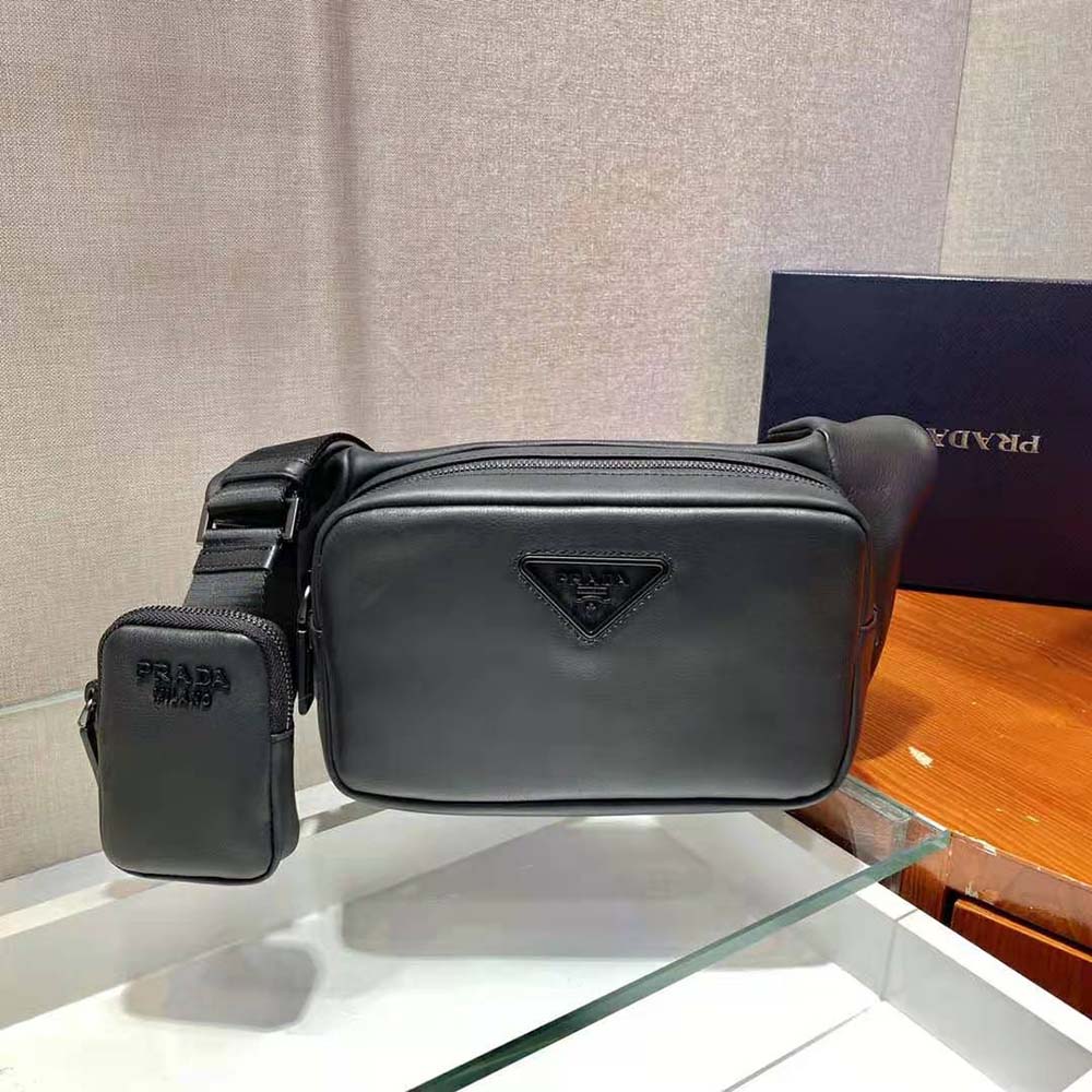 Prada Men Leather Shoulder Bag-Black - image 4