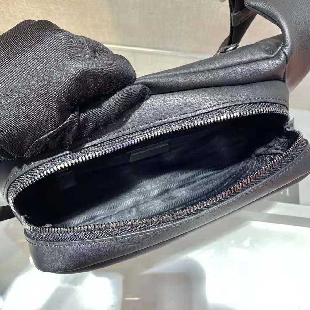 Prada Men Leather Shoulder Bag-Black - image 7