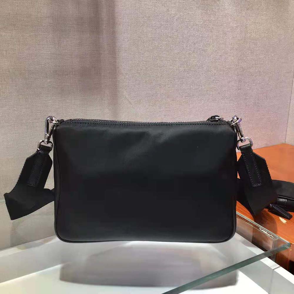 Prada Men Nylon and Saffiano Leather Bag with Strap-Black - image 4