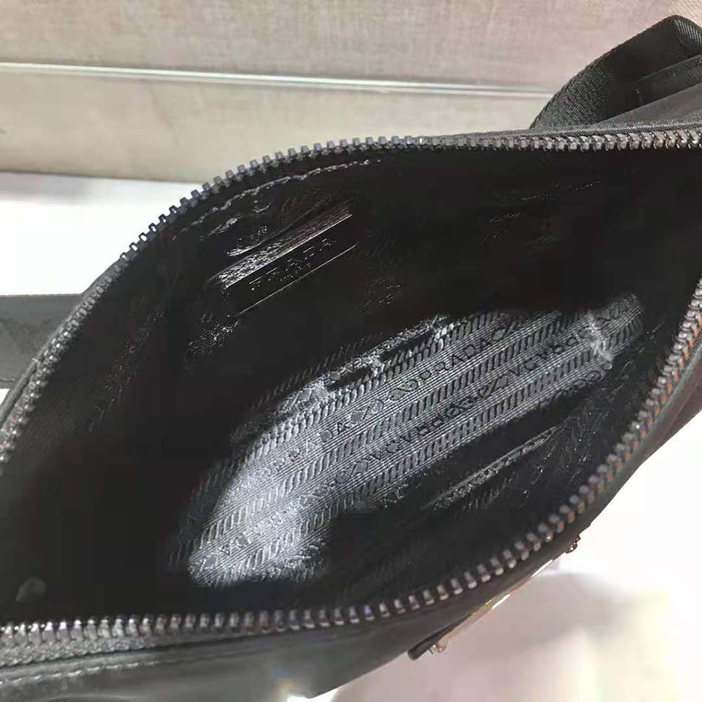 Prada Men Nylon and Saffiano Leather Bag with Strap-Black - image 8