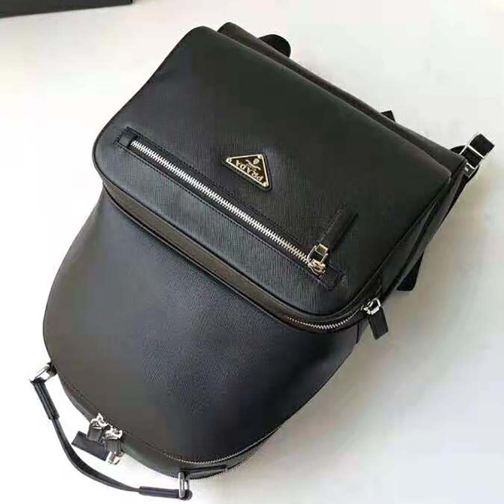 Prada Men Saffiano Leather Backpack-Black - image 5