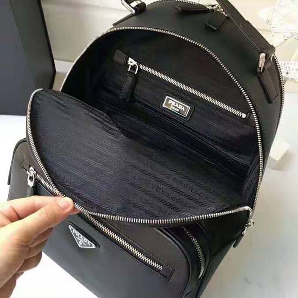 Prada Men Saffiano Leather Backpack-Black - image 6