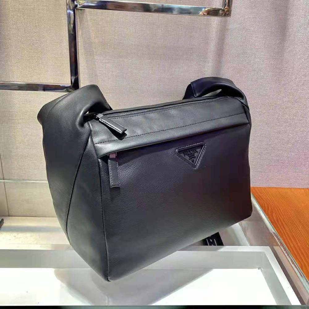 Prada Men Soft Leather Shoulder Bag-Black - image 4