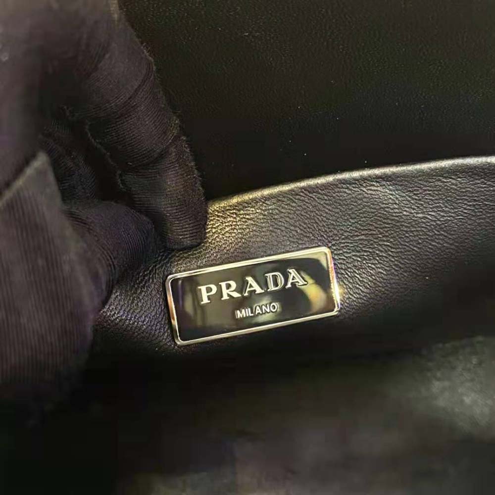 Prada Women Brushed Leather Handbag-Black - image 10