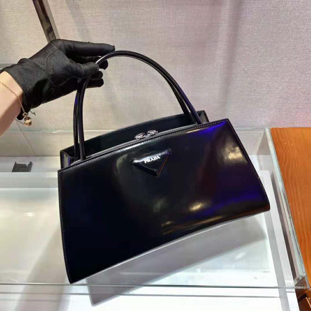 Prada Women Brushed Leather Handbag-Black - image 5