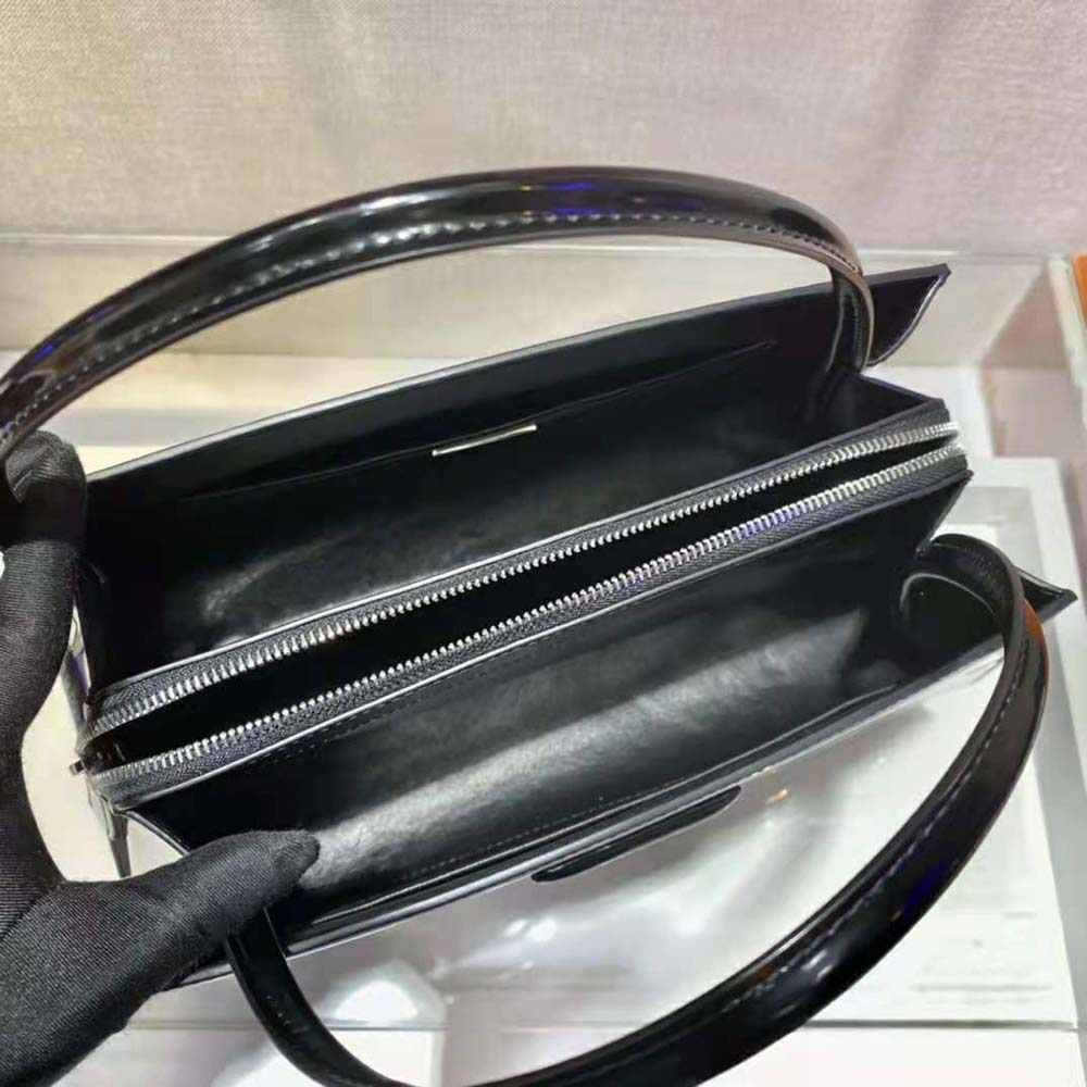 Prada Women Brushed Leather Handbag-Black - image 9
