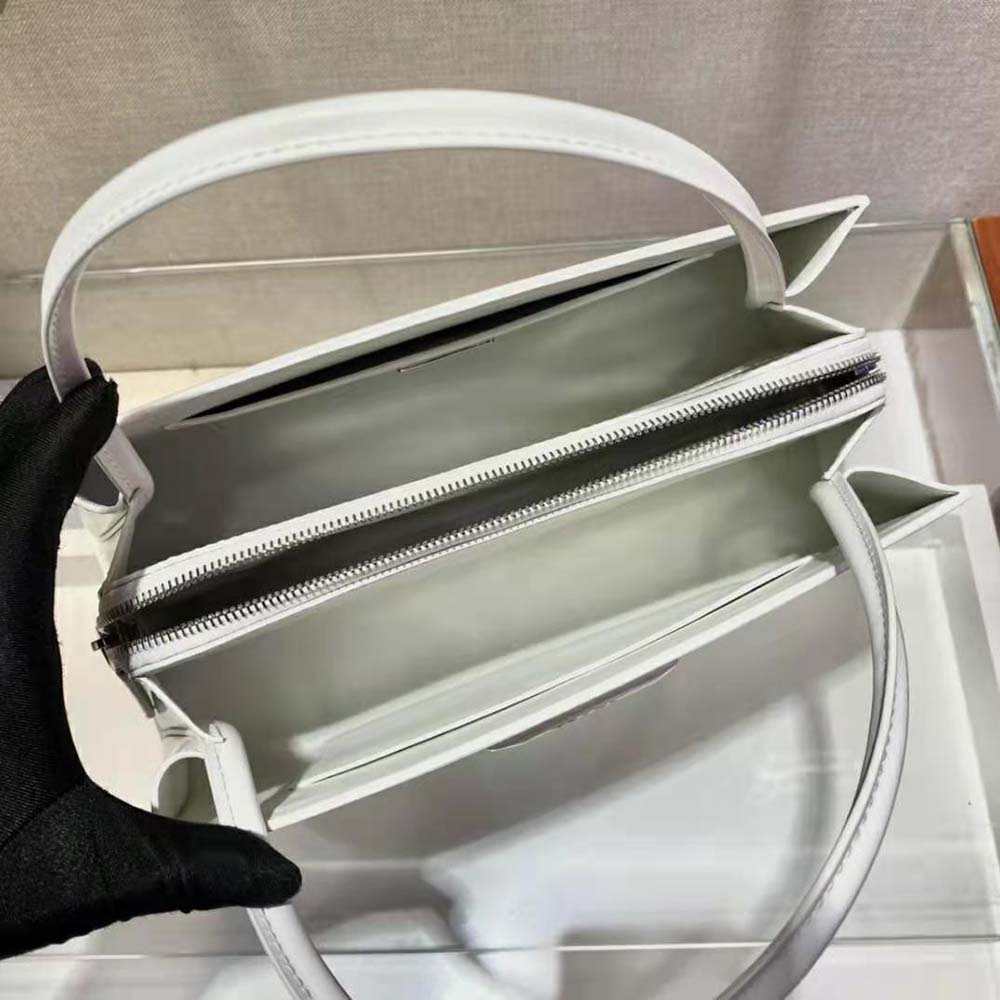 Prada Women Brushed Leather Handbag-White - image 9