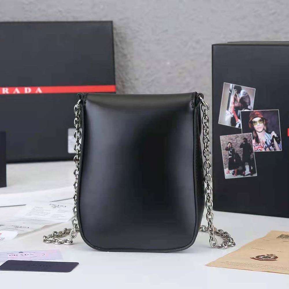 Prada Women Brushed Leather Mini-bag-Black - image 4